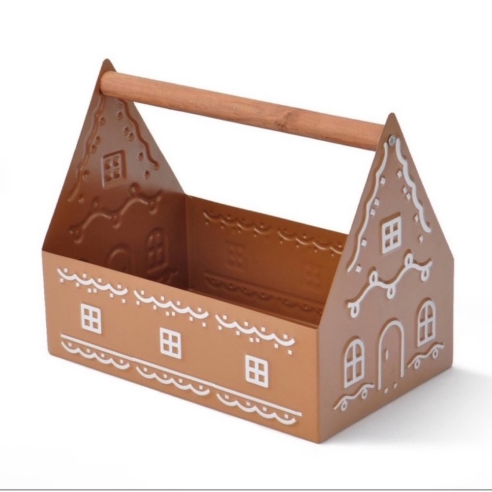 Target Bullseye Playground Christmas Brown Gingerbread House Metal Caddy Basket